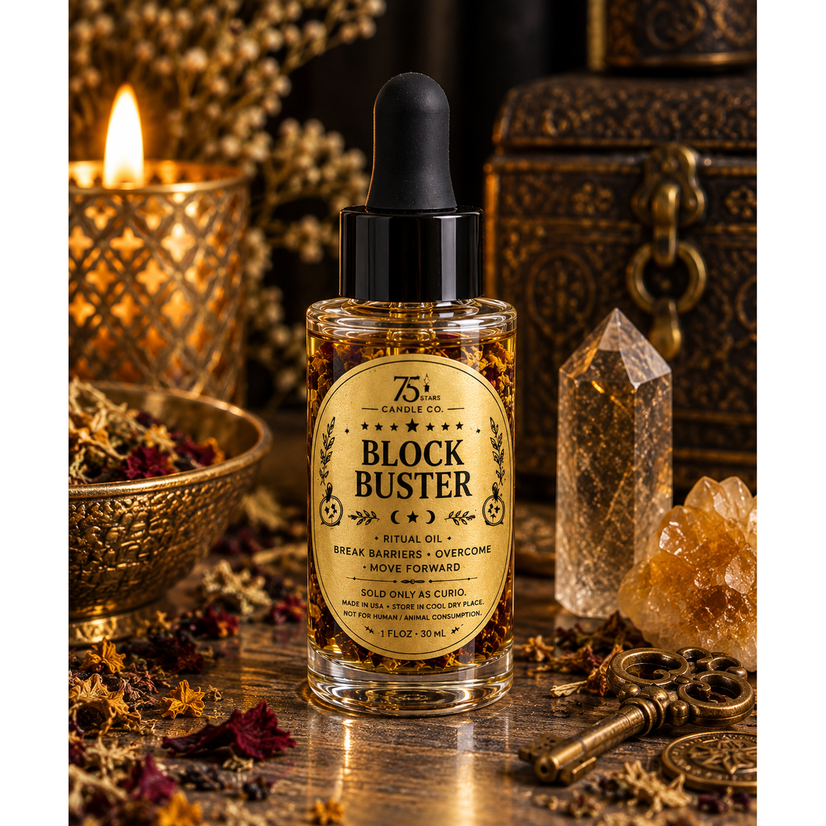 Block Buster Ritual Oil | Break Barriers and Remove Obstacles | Candle Dressing Oil | 1 oz