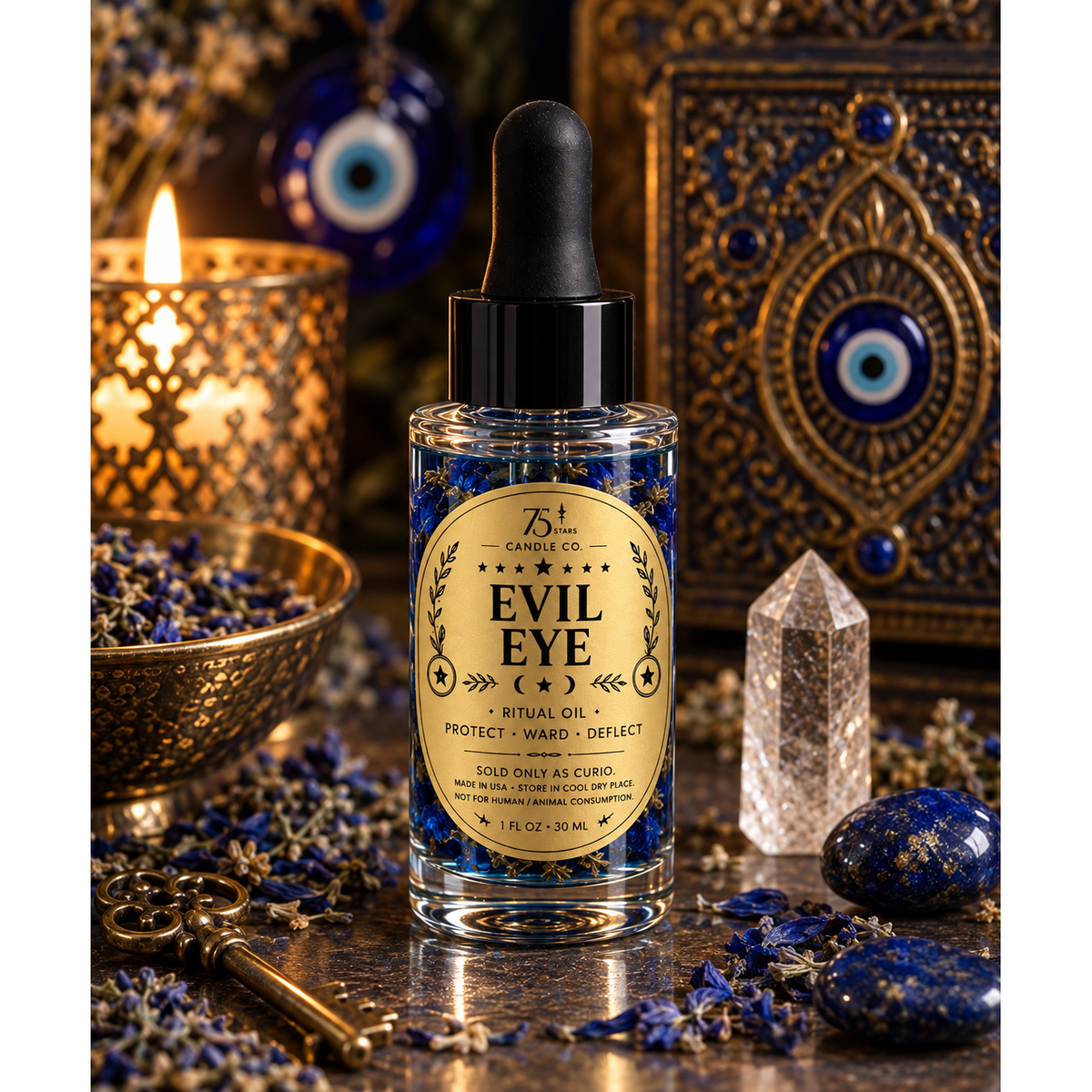 Evil Eye Ritual Oil | Spiritual Protection | Candle Dressing Oil | Ward and Deflect | 1 oz